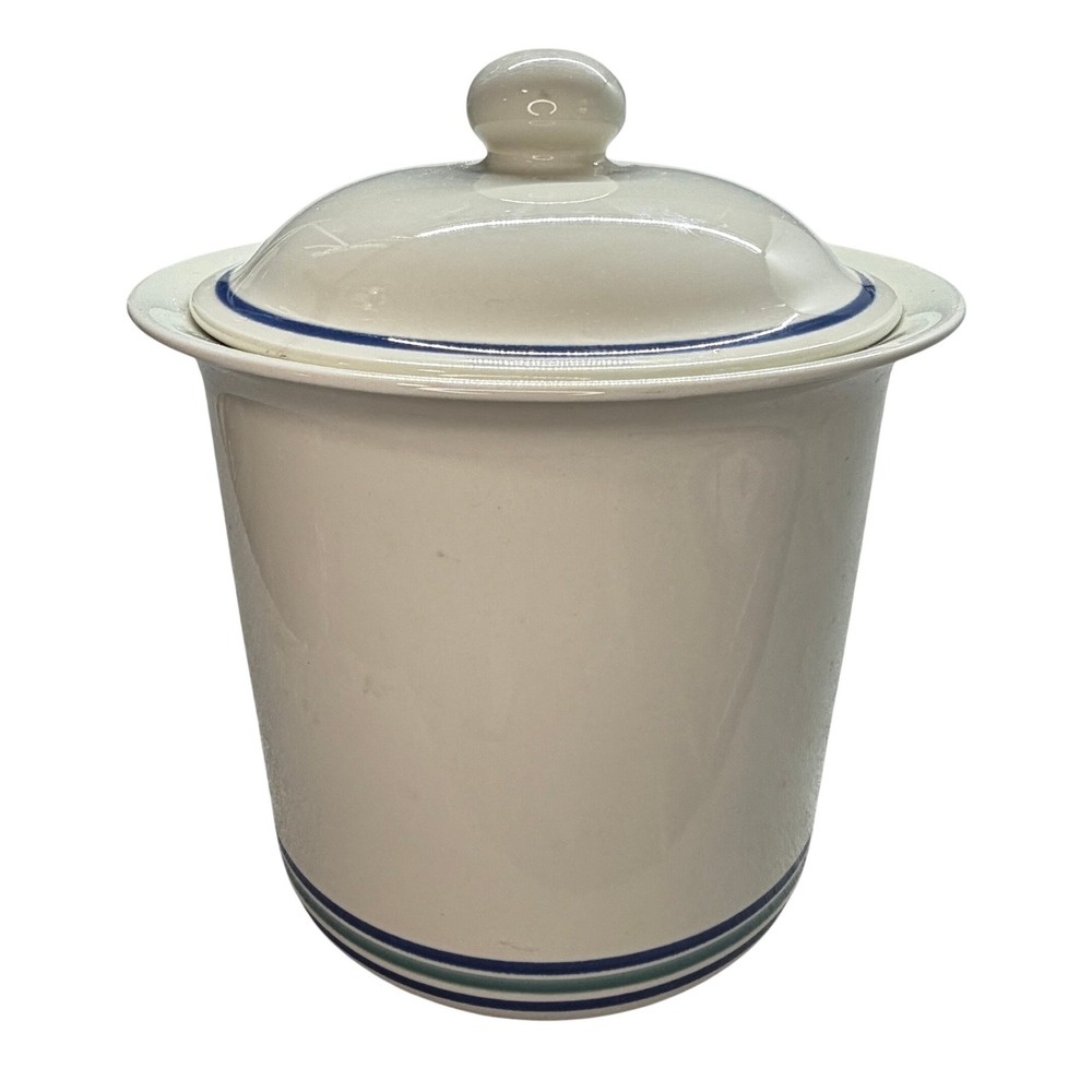 Rare Pfaltzgraff Northwinds 506 Stoneware Canister Cream 3qt large‎ blue teal